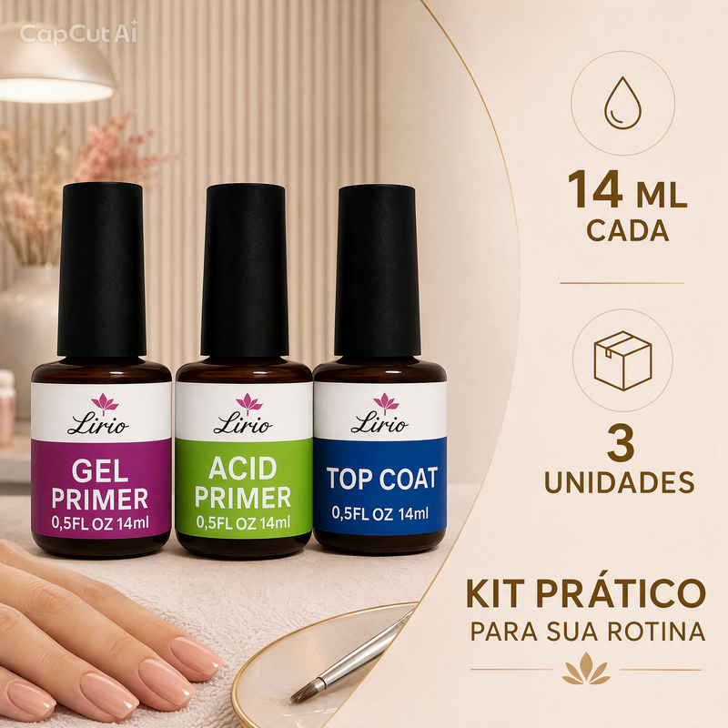 Kit Preparadores Unha de Gel - Lirio GelFinish™